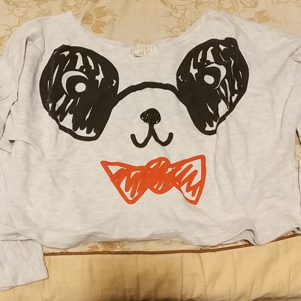 Panda faced crop top sweater.
